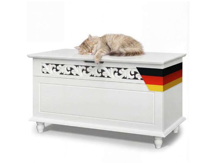 Coffre en bois Jersey CASARIA® Blanc vintage XXL espace de rangement banquette boîte Commode coffre à linge blanc 80x40cm