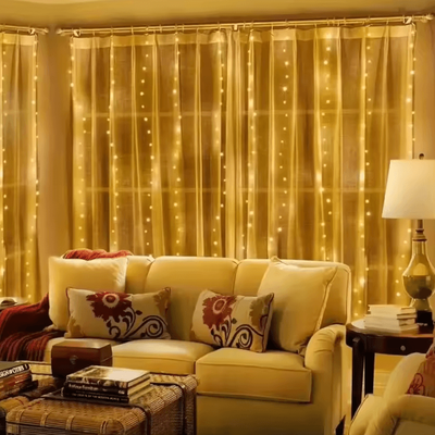 Inspire Curations 3M LED Curtain Fairy Lights For Wedding And Home Decor warm White 3m X 3m