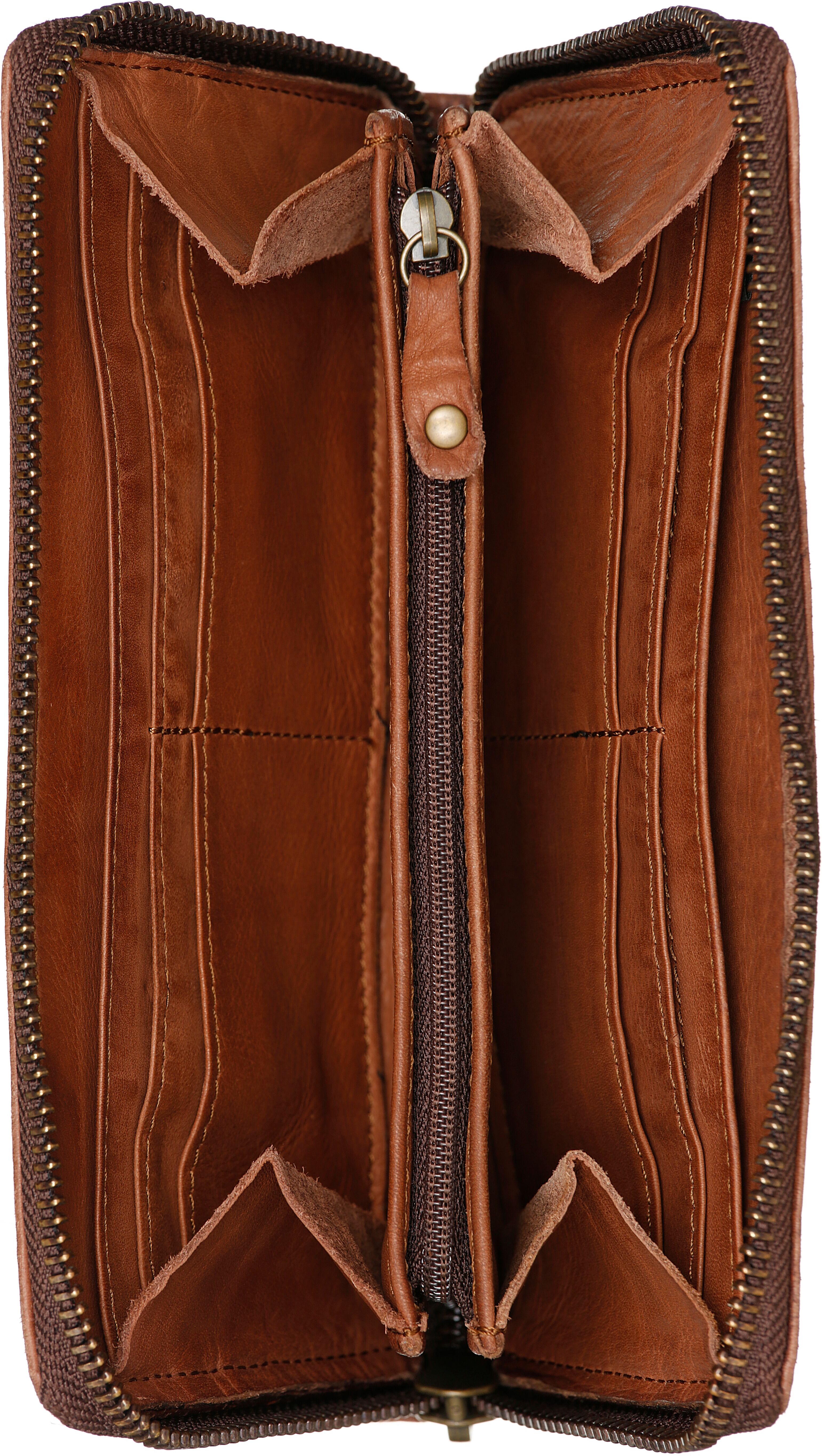 Geldbörse HARBOUR 2ND "Atlantica", Damen, braun (charming cognac), Leder, Kleinlederwaren Geldbörse, aus Leder mit schöner Logo Prägung charming cognac Einheitsgröße