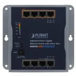 Planet Industrial 8-Port GE 4-Port PoE+ Wallmount (8 Ports), Netzwerk Switch, Grau, Blau