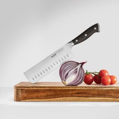 JoyJolt 7-in Nakiri Knife, Japanese Slicing Knife, High Carbon Steel Kitchen Knife - Stainless Steel