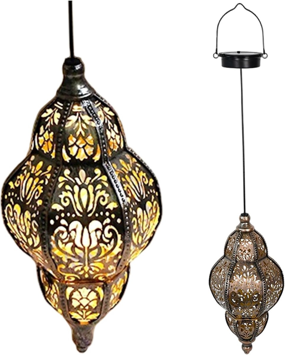 Brons Solar Lantaarn - Waterdichte Hangende Buitenlamp voor Tuindecoratie