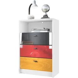 KOMMODE Pino Fronten Schwarz, Rot & Gold Hochglanz