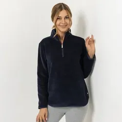 MONT CHALET Damen-Pullover uni Mikrofaser Edelplüsch Troyer-Ausschnitt