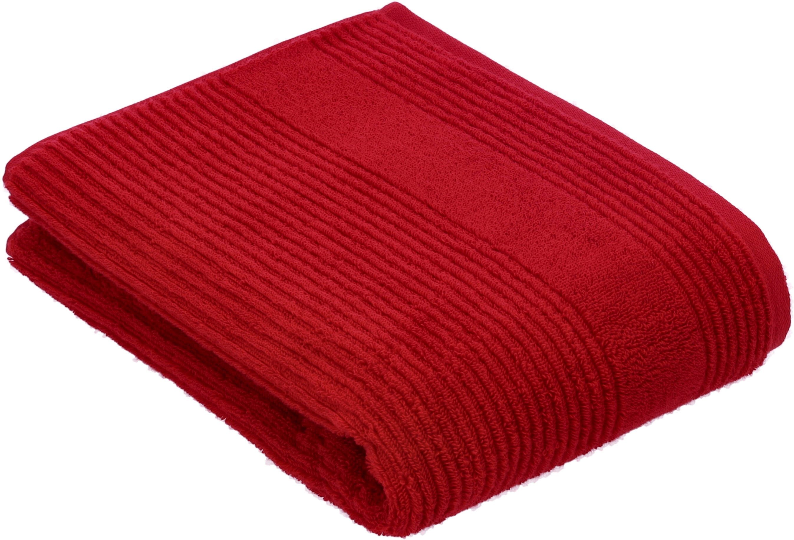 Badetuch VOSSEN "Tomorrow", rot (purpur), B:67cm L:140cm, Webfrottier, Baumwolle, Handtücher, Badetuch purpur B/L: 67cmx140cm, 1 Stk., Webfrottier