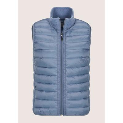 Kurzweste MADELEINE "Steppweste Sportive, elegante Outdoor-Weste mit Steppung", Damen, Gr. 40, blau (rauchblau), Obermaterial: 100% Polyamid PA., Modern, normal, Westen, Hotfix Steine am Stehkragen