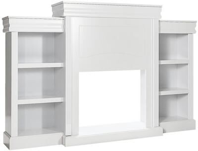Costway 70 Inch Modern Fireplace Media Entertainment Center with Bookcase-White