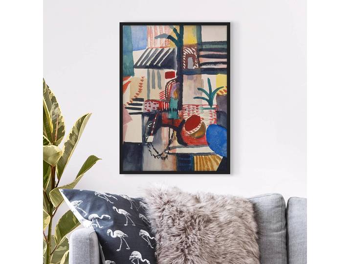 Bild August Macke Mann mit Esel V Papier Rahmen: Echtholz, furniert: Kiefer Multicolor 70 x 100cm