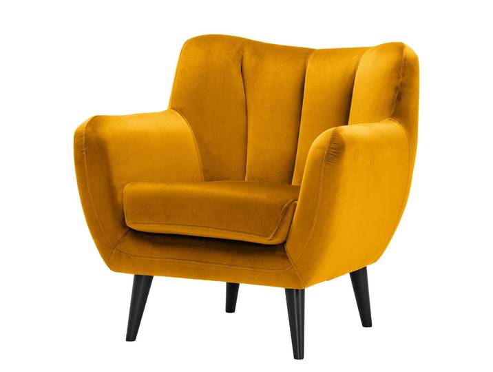 Fauteuil Polva I Jaune/Jaune moutarde Velours Ravi 84 x 82 x 81cm
