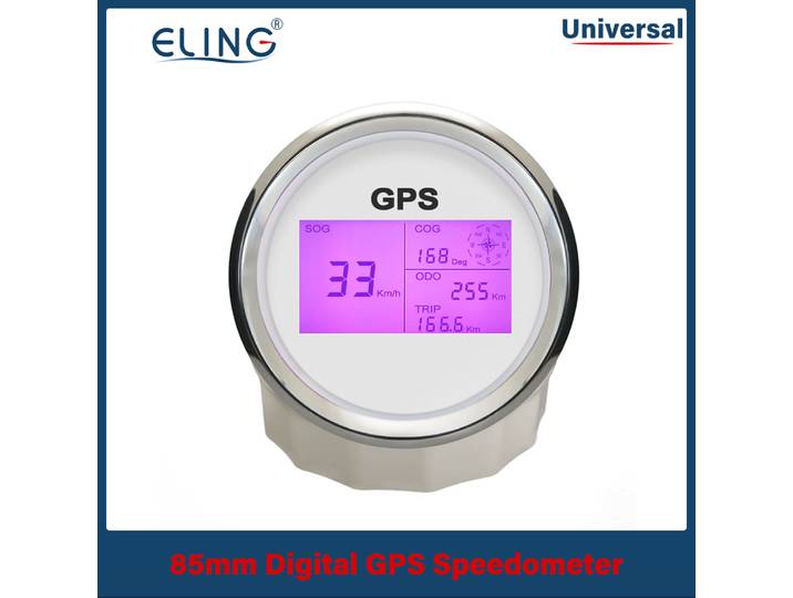 ELING 85mm GPS compteur de vitesse affichage LCD numérique odomètre cours 8 couleurs rétro-éclairage pour bateau marin automatique avec antenne 12V 24V