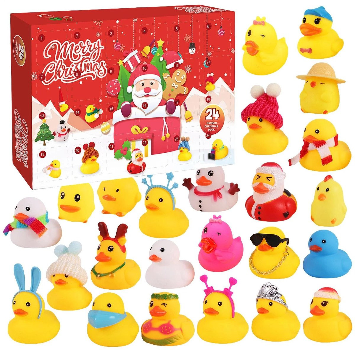 Adventskalender 2025 met rubberen eendjes - 24 dagen aftelkalender voor kinderen