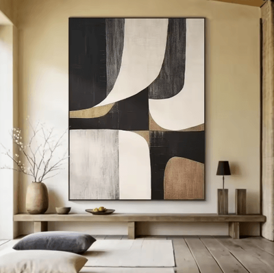 Inspire Picks Large Beige Abstract Wall Art Handmade Minimalist Neutral Canvas Painting d 20x30cm