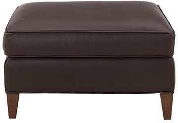 Cameron Leather Ottoman - Saddle Leather, Flannel - Ballard Designs