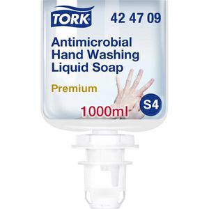 Tork Seife Premium Antimikrobiell, 424709, S4, Flüssigseife, Nachfüller, desinfizierend, 1 Liter