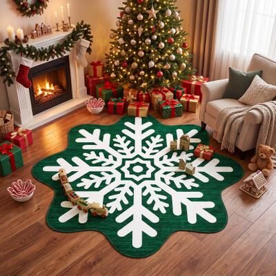 Garvee Christmas Snowflake Shaped Area Rug
