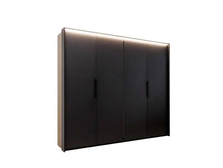 Xlmoebel Drehtürenschrank Luxuriöser schwarzer Holzschrank für elegantes Schlafzimmer (Kleiderschrank) Hergestellt in Europa