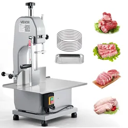 VEVOR Elektrische Fleischbandsäge 1500 W, Knochenschneidemaschine mit Arbeitsfläche (315 x 460 mm), Schnittstärke (0-110 mm) und 7 zusätzliche Ersatzklingen, für Gefrorenem Fleisch, Schweinefleisch