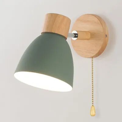 Youfap Market Nordic LED Wall Lamp With Wooden Base, Modern Iron Wall Light For Bedroom And Living Room Decor green With Switch