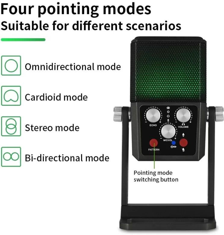 INF Microphone à Condensateur USB : Multi-Directivité, Plug & Play pour Enregistrement, Streaming & Conférence, compatible avec