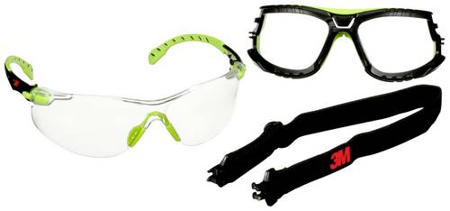 3M Solus S1201SGAF-TSKT Schutzbrille mit Antibeschlag-Schutz Grün, Schwarz