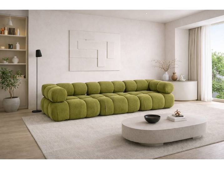 Kaiser Möbel Sofa Modulares 3-Sitzer-Sofa, gerade Couch, Stoff Salvador, Selia, 3-Sitzer, Veloursstoff Salvador, modernes Design,weiche, abgerundete Linien