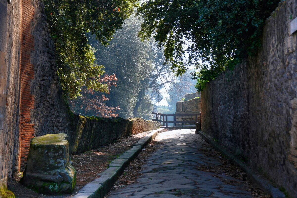 Fototapete PAPERMOON "Alte Strasse", bunt, B:3,5m L:2,6m, Vlies, Tapeten, Fototapete bunt B/L: 3,5m x 2,6m, Bahnen: 7 Stk.