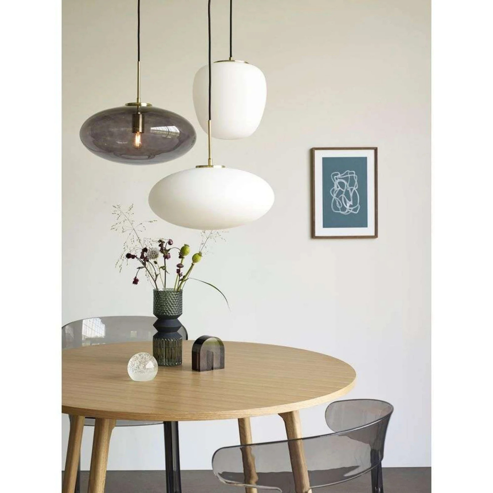 Hübsch Muse Hanglamp Ellipse Opal/Brass - Ovaal - Metaal