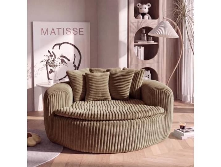 Cord-Sitzer mit 5 Kissen Lounge-Sessel Erwachsene Gepolsterter Bodenstuhl Corduroy mit fünf Rückenkissen und tiefer Polsterung