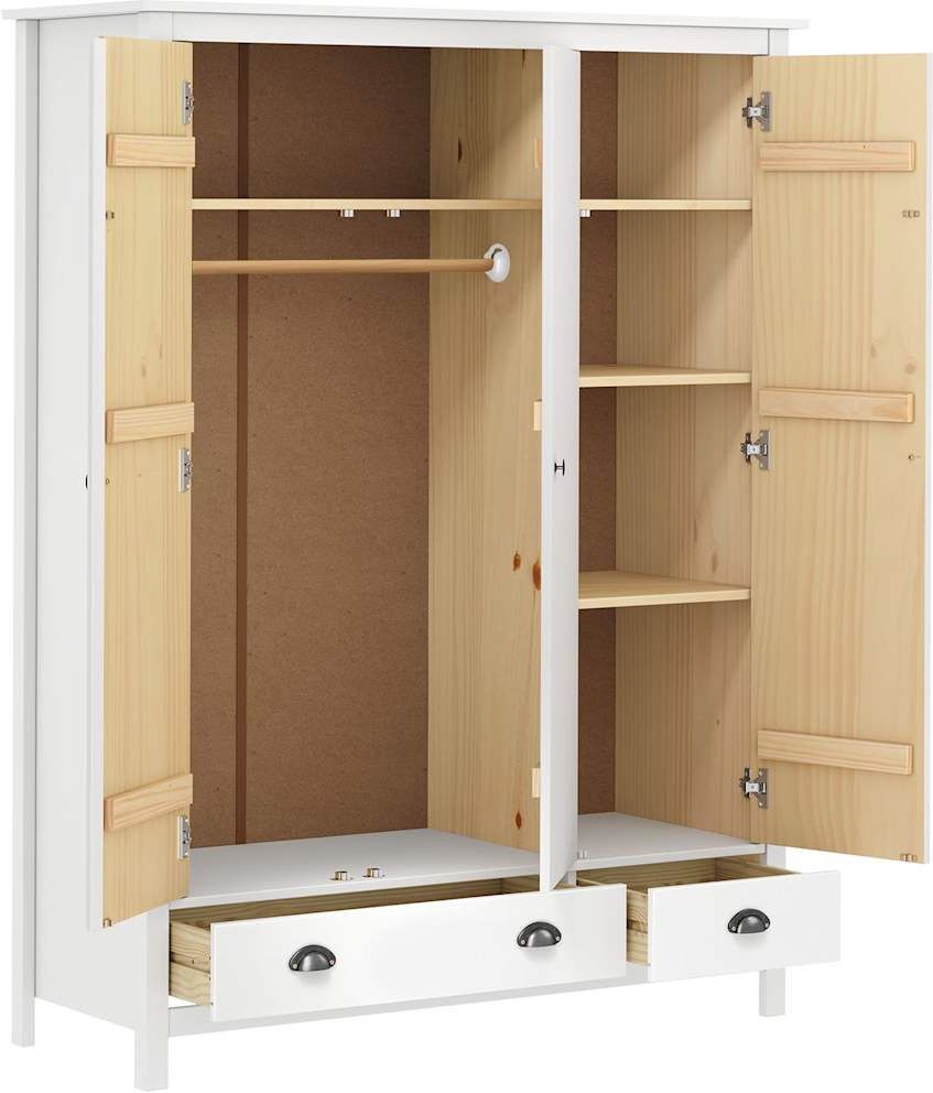 vidaXL Garde-robe à 3 portes Hill Blanc 127x50x170 cm Bois pin solide