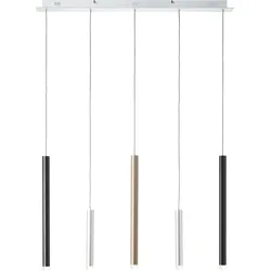 Brilliant  Cembalo  LED  Pendelleuchte  5flg  alu/schwarz/braun