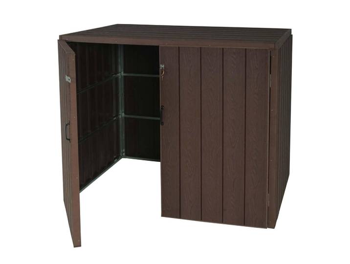 Jamb 2-/4Er Wpc-Mülltonnenverkleidung Braun, Metall, 142x117x102 cm, Gartenzubehör, Gartenmöbel-Schutzhüllen