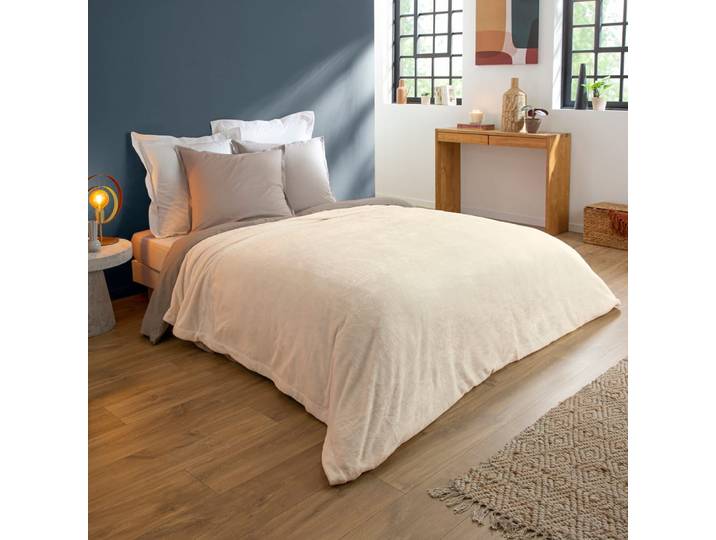 Couverture polaire extra douce coloris ecru 220x240 cm