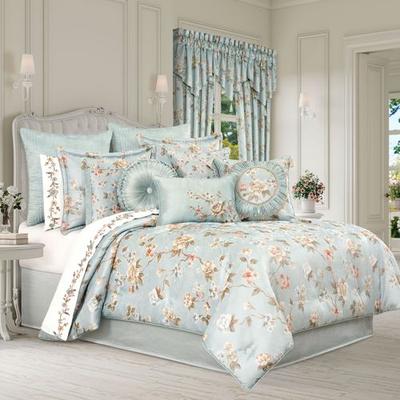 J Queen New York, Inc. Prestige Floral Comforter Set Spa Blue, Queen, Spa Blue