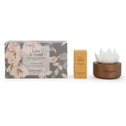 Fragrance and Style GmbH Duftblumen Laura Ashley Lotus & Orchid, HxBxT: 9x11x16 cm, Keramik, Glas, Paulownia-Holz, Raumduftblume