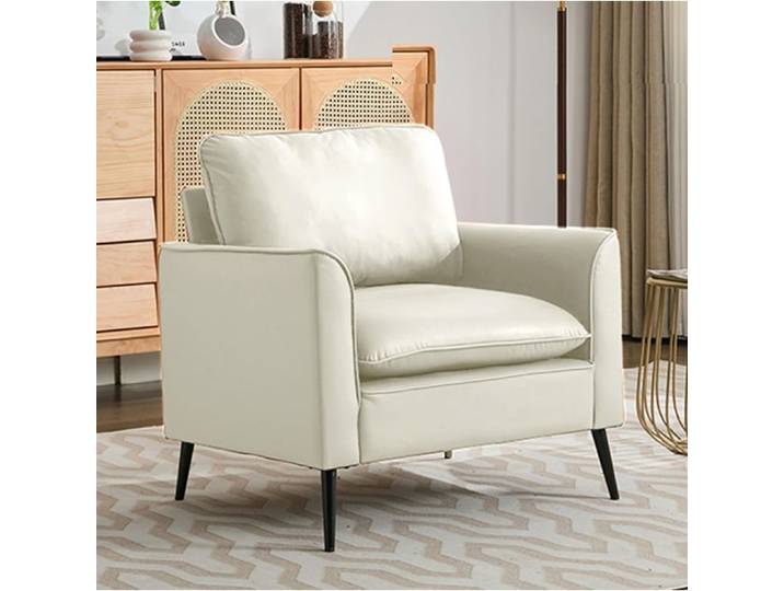 Fauteuil 1 place blanc en similicuir respirant au design moderne
