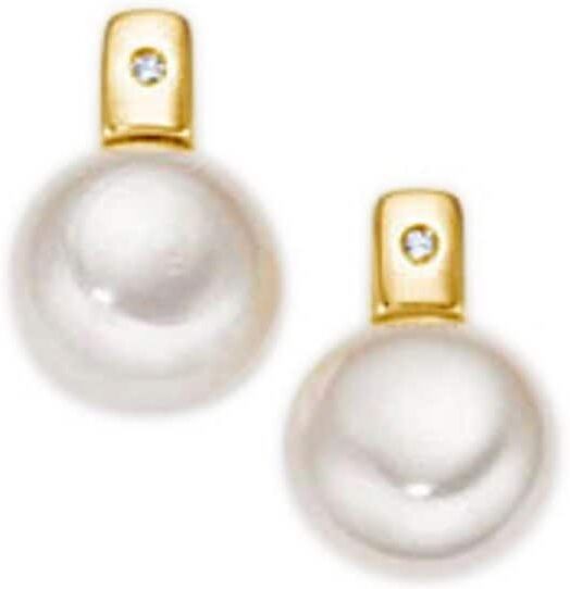 Paar Ohrstecker FIRETTI "Schmuck Geschenk Gold 333 Ohrschmuck klassischer Ohrschmuck", gold (gelbgoldfarben, weiß, wweiß), Ohrringe, Damen, 0,01, 0,01 P2 = erkennbare Einschlüsse, Diamanten Gelbgold 333 Perlen, Diamanten, Gelbgold 333, Perlen, mit Süßwass