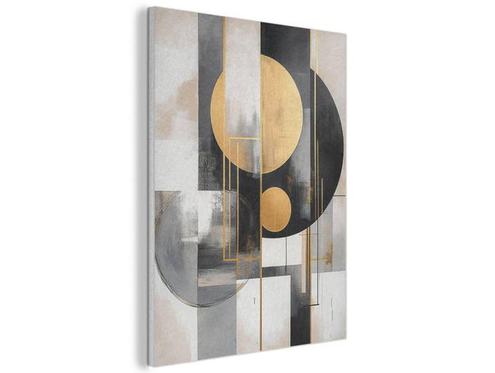 MuchoWow Akustikbild Abstrakt - Gold - Silber - Formen - Ästhetisch - Modern Wanddeko 70x100 cm, Goldfarben, Kunststoff, Rechteckig, 70x100x0.9 cm, Tapeten & Wandverkleidungen, Akustikpaneele