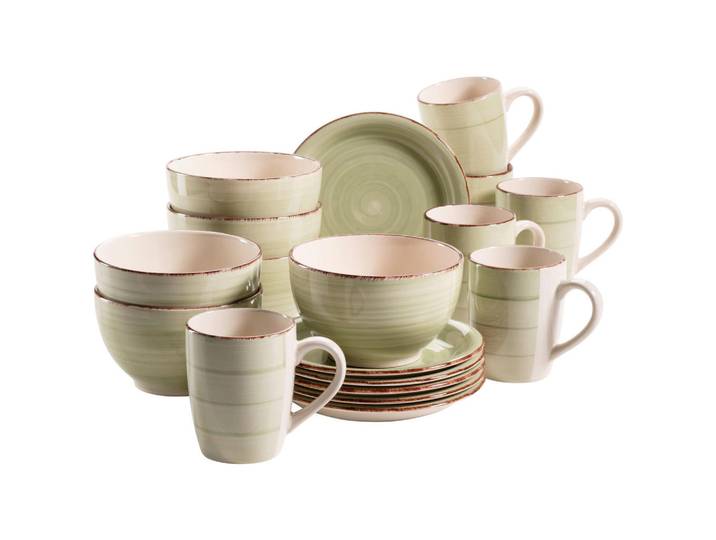 Mäser Frühstücksset, Grün, Keramik, 18-teilig, 390 ml,700 ml, Geschirr, Geschirr-Sets, Kaffeeservice