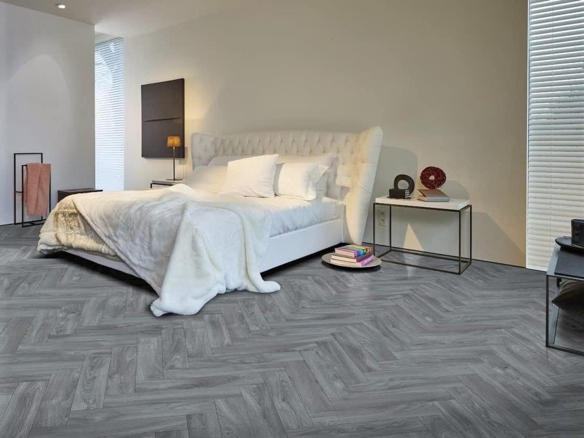 PVC vloerbedekking met visgraatpatroon in vinyl - 2m x 4.5m