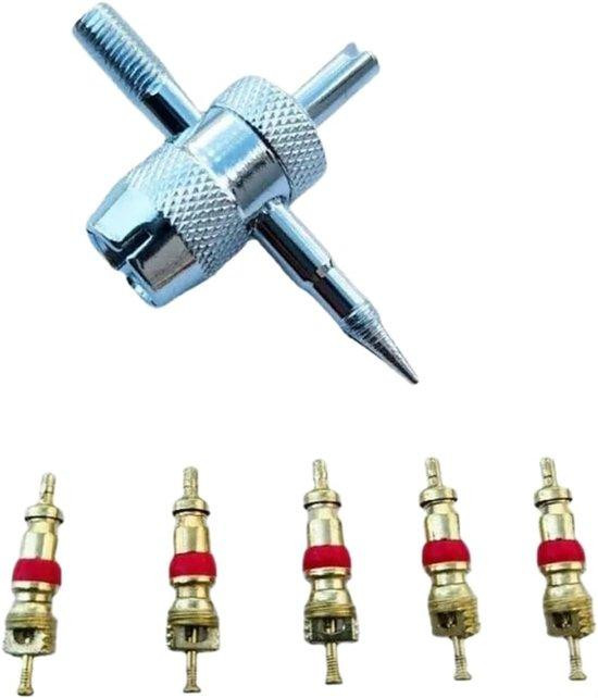 Ventielkern gereedschapset - 62-delige reparatieset voor bandonderhoud - Zilver