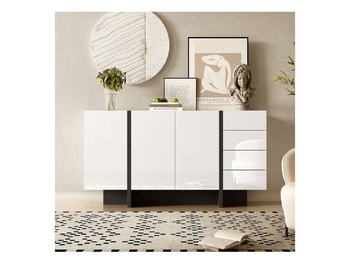Furnishings Home Beistellschrank 140x40x80cm Sideboard + 4 Schubladen + 4 Fächer (Set)
