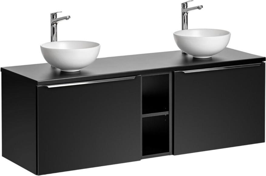 Badezimmer-Set VANTA: 140 cm Unterschrank + Waschtischplatte + 2 Aufsatzwaschbecken