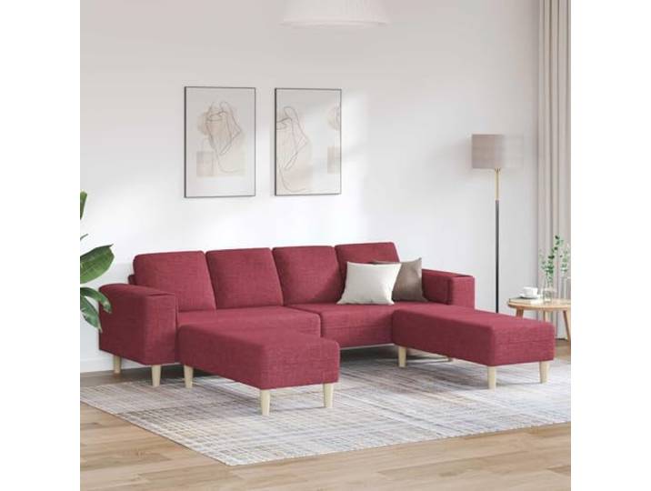 ZQQLVOO Wohnzimmer Couch 3 STK Weinrot Polyester Schaumstofffüllung, Braune Beine, Ergonomische Armlehnen, Einfache Montage