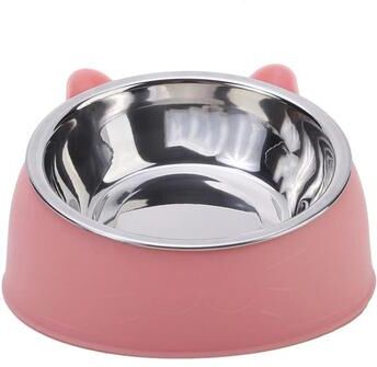 Uplifted Goods Inclined Stainless Steel Pet Food And Water Bowl For Cats And Small Dogs pink 1pc