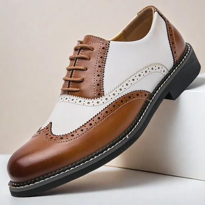 LightInthebox Men's Two-Tone Faux Leather Wingtip Oxford Gatsby Shoes – Vintage 1920s Brogue Spectator Dress Shoes for Wedding, Prom, Swing Dance, Roaring Twenties Party