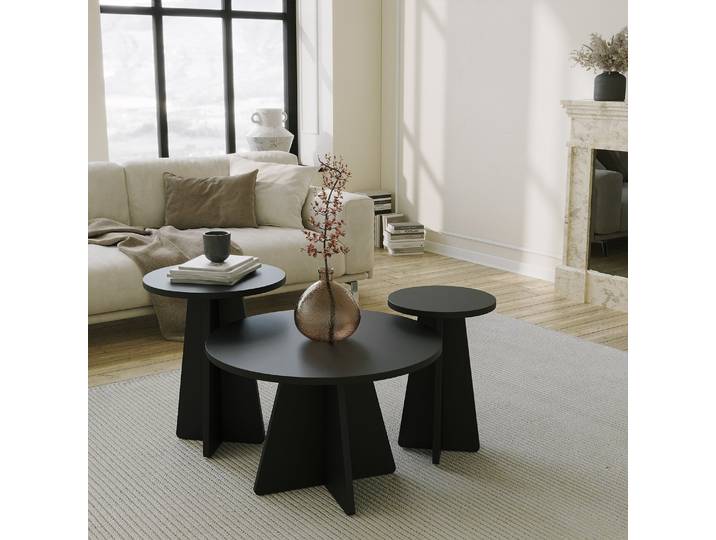 Skye Decor\, Mushroom 3 - Black\, Couchtische\, Schwarz\, 60 x 40 x 60 cm