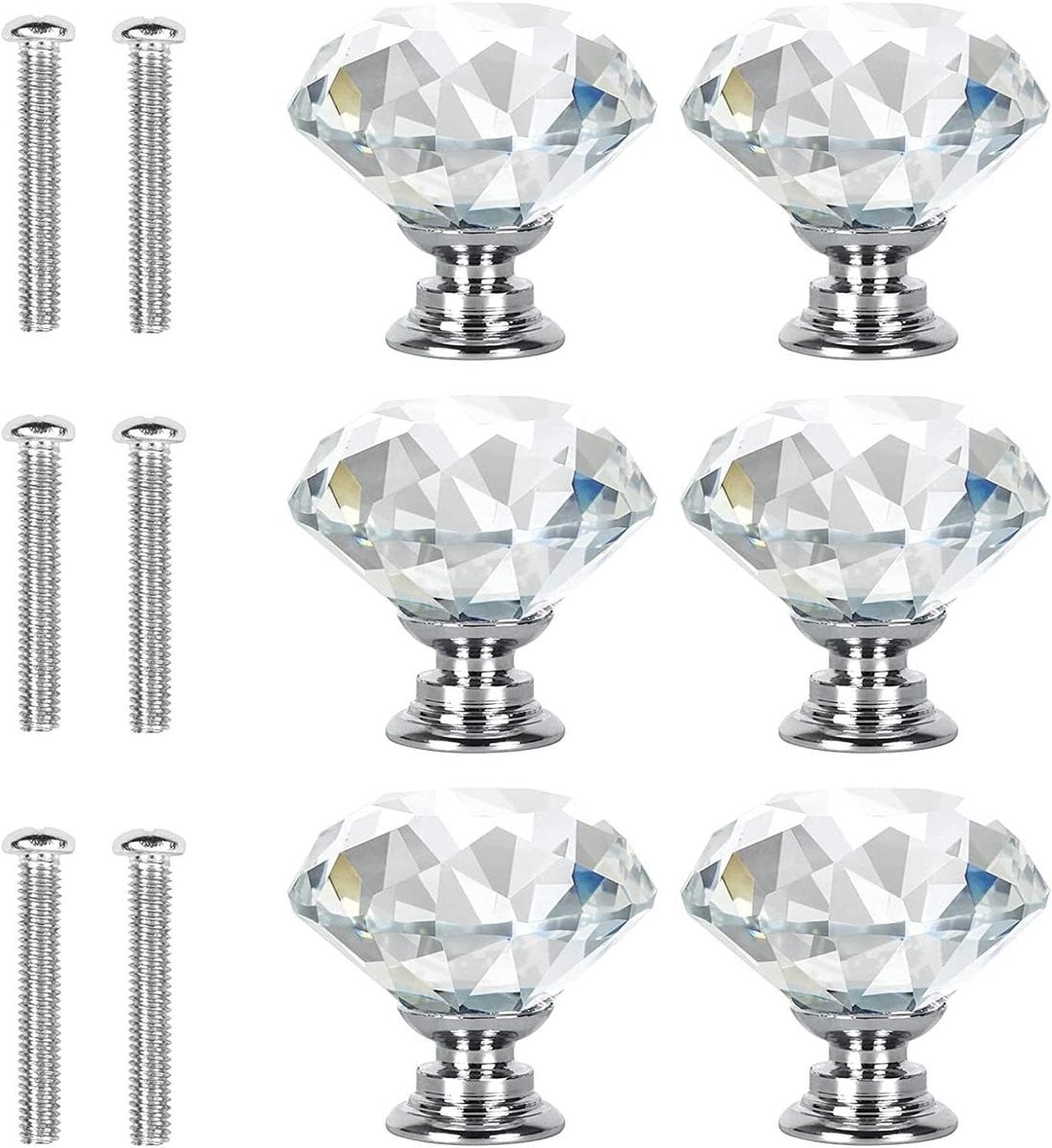 Kristallen Deurknoppen Diamant - Transparante Meubelgrepen - 30 mm