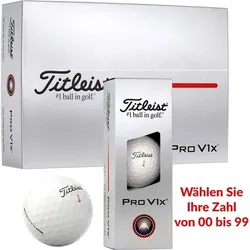 Titleist Pro V1x Golfball 12er IHRE ZAHL weiss