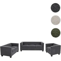 3-2-1 Sofagarnitur Lille, Couchgarnitur Loungesofa Nosagfederung Stoff/Textil Chenille (260g/m2) ~ dunkelgrau