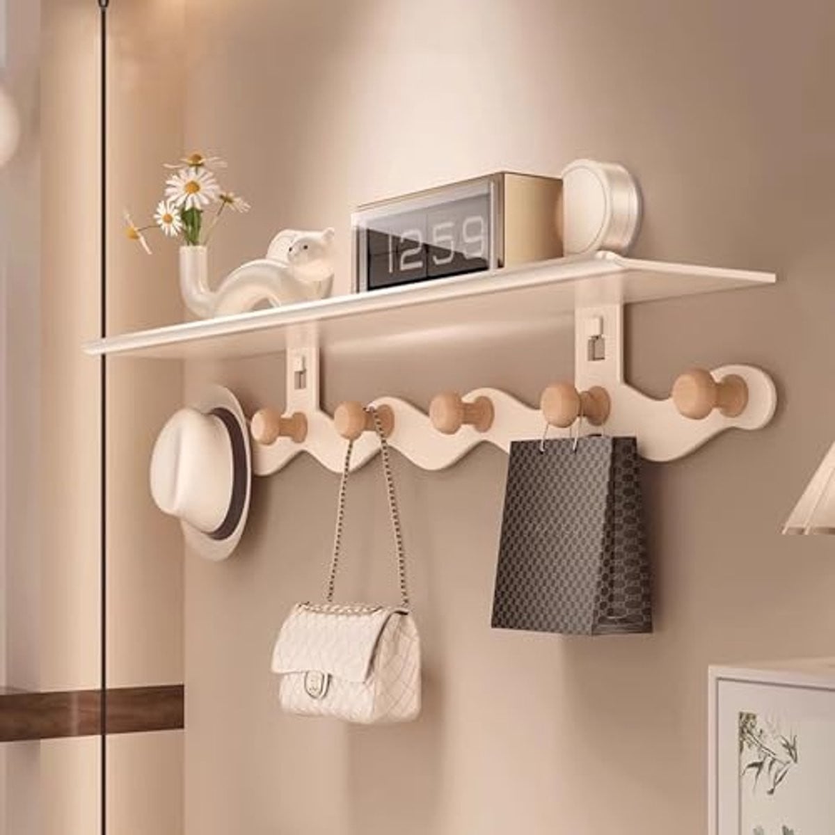 Robuuste witte deurhaken voor kleding en garderobe, 36 cm